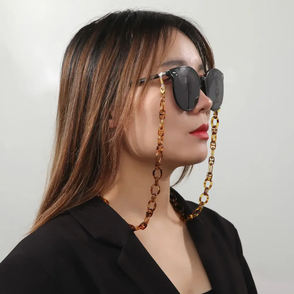 Lemegeton Fashion Leopard Acrylic Glasses Chain Face Mask Lanyard Chains for Women Men Neck Holder Sunglasses Straps Cord Gift