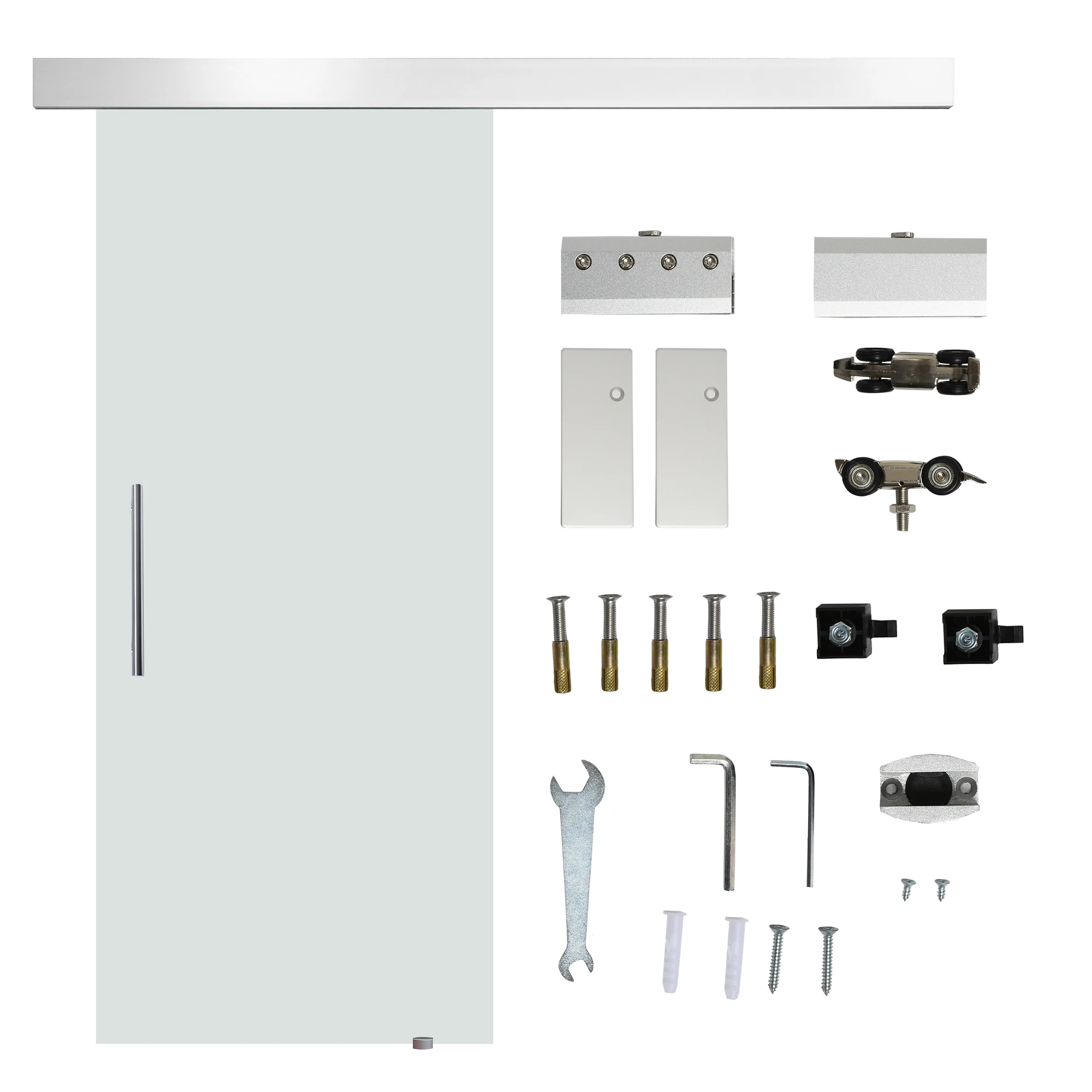 Homcom Puerta Corredera 205X77.5cm Puertas Correderas Deslizantes Cristal Sin Obra