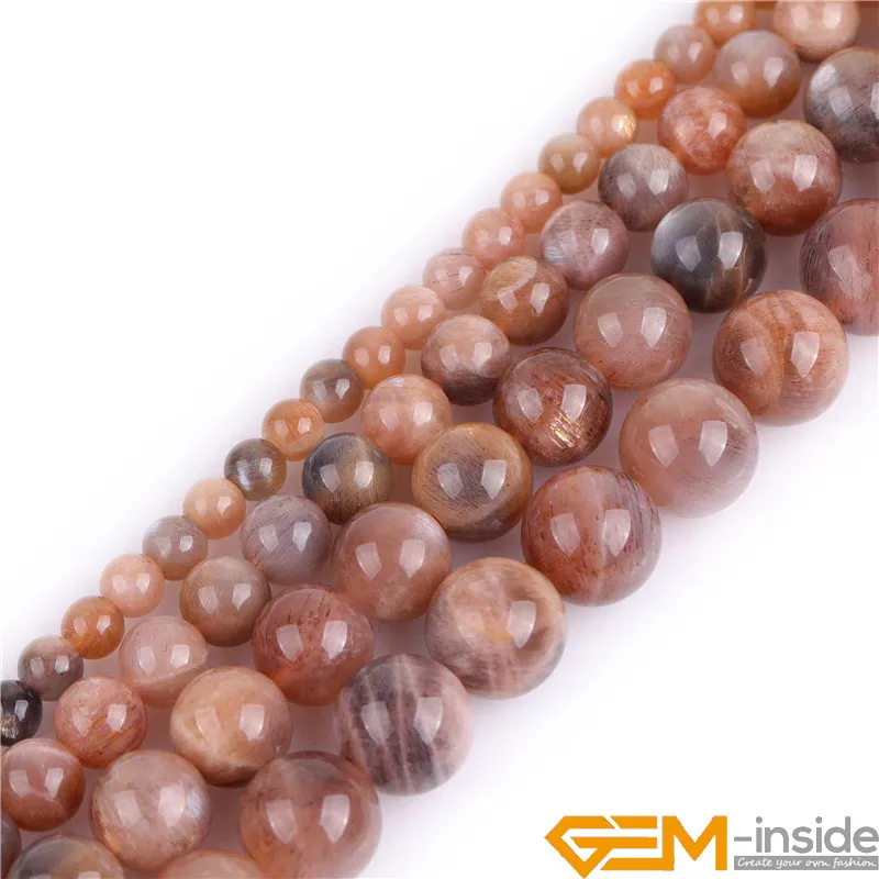 4/6/8/10mm Brown Natural Stone Sunstone Round Polished Chakra Beads For Making Jewelry DIY Adult Lot Bulk 15inch