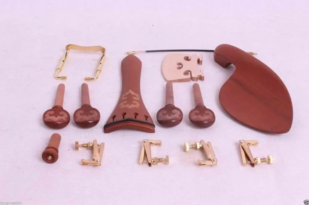 

Yinfente 4/4 Violin Kit Rosewood Violin Peg Tailpiece Chin Rest Clamp Fine Tuner Bridge