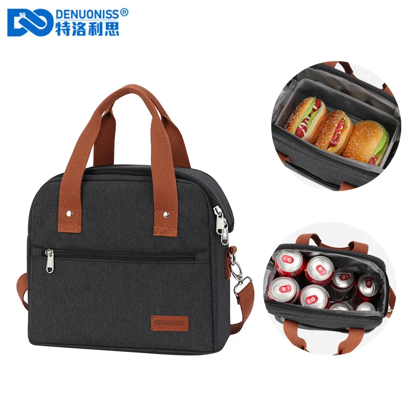 

DENUONISS Large Capacity Lunch Bag For Women Thermal Insulated Bread Bag Leakproof Portable Cooler Beer Bag With Shoulder Strap