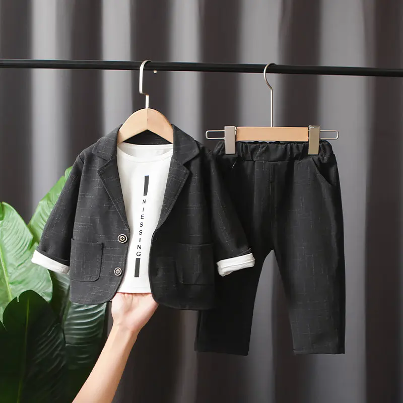 New Autumn Children Kids Clothes Kids Boys Strips Long Sleeve Suit T-shirt Pants 3Pcs/Set Toddler Fashion Cotton Clothing Infant