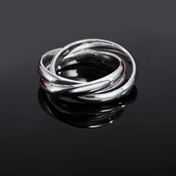 925 Sterling Silver Three-Ring Ring Stylish Simple Charming Women's Jewelry Engagement Gift
