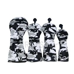 Golf Club Head Covers Set Driver Fairway Wood Hybrid #1 #3 #5 Camouflage Pattern PU Waterproof Leather Grey Blue Brown Green