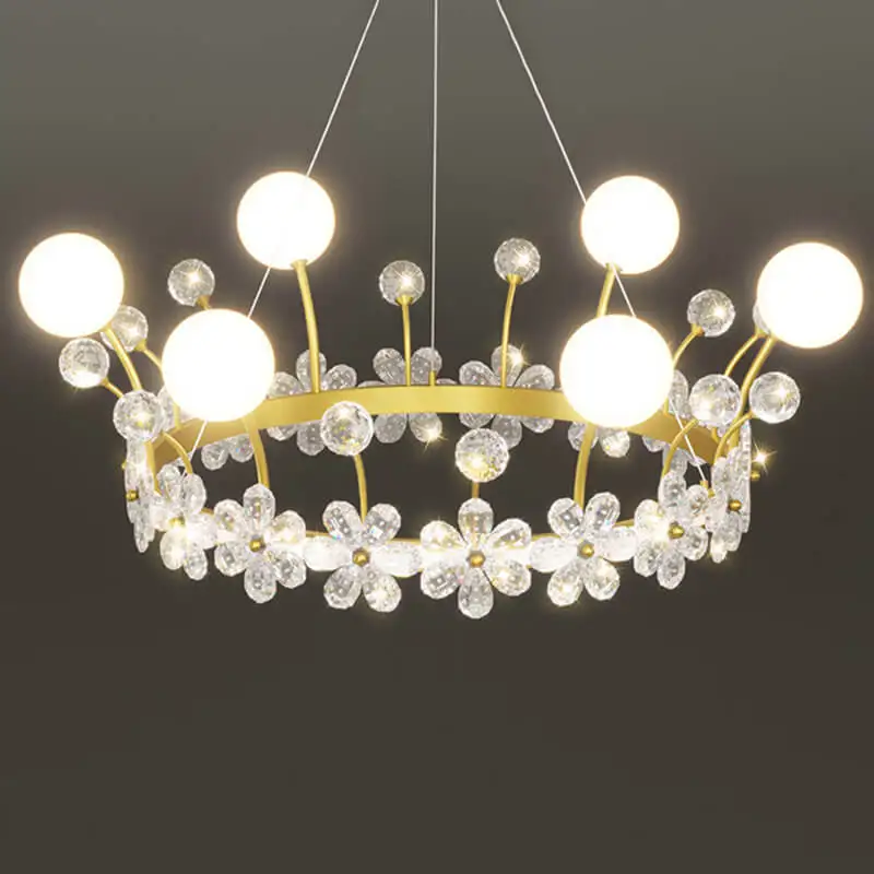 LED كريستال تاج غرفة المعيشة مصباح معلق غرفة نوم فاخرة الثريا فيلا صالون الأميرة غرفة مصابيح الثريا