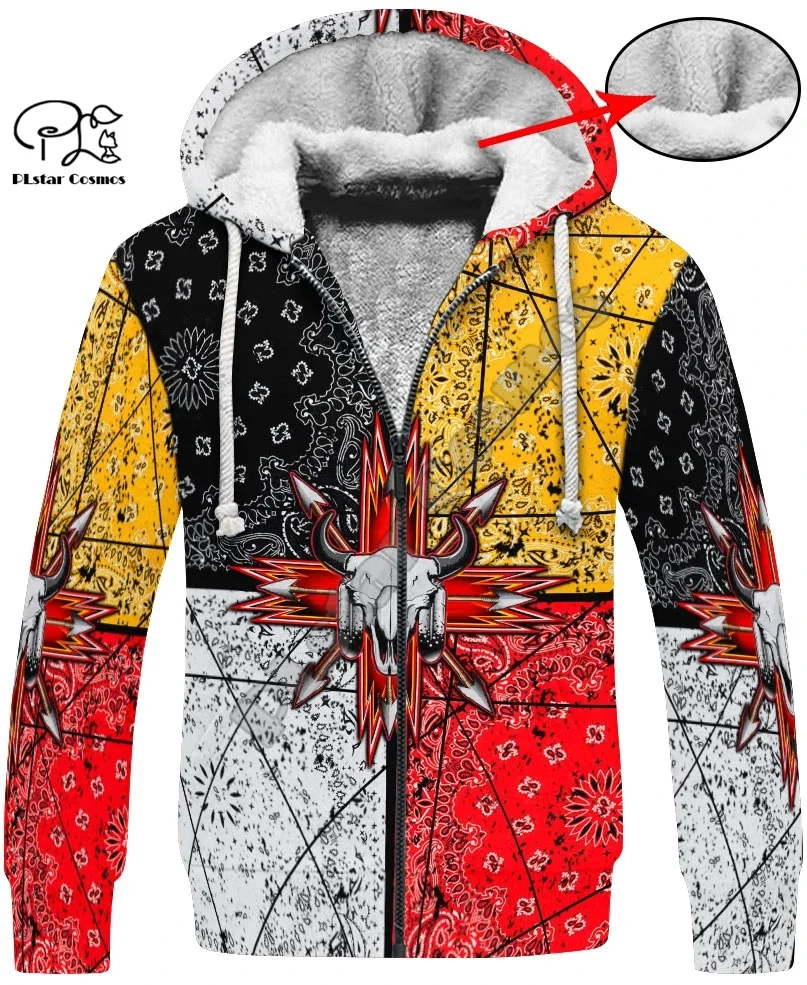 PLstar Cosmos Newest Indian Native Skull Tribe Harajuku 3DPrint Men/Women NewFashion Winter Thicker Coat Fleece Jacket Hoodies 1