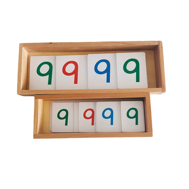 Cartes numérotées en PVC Montessori pour enfants, 1-9000 W, boîte en bois, matériaux mathématiques, jouets d'apprentissage, jeu de mathématiques, activité éducative