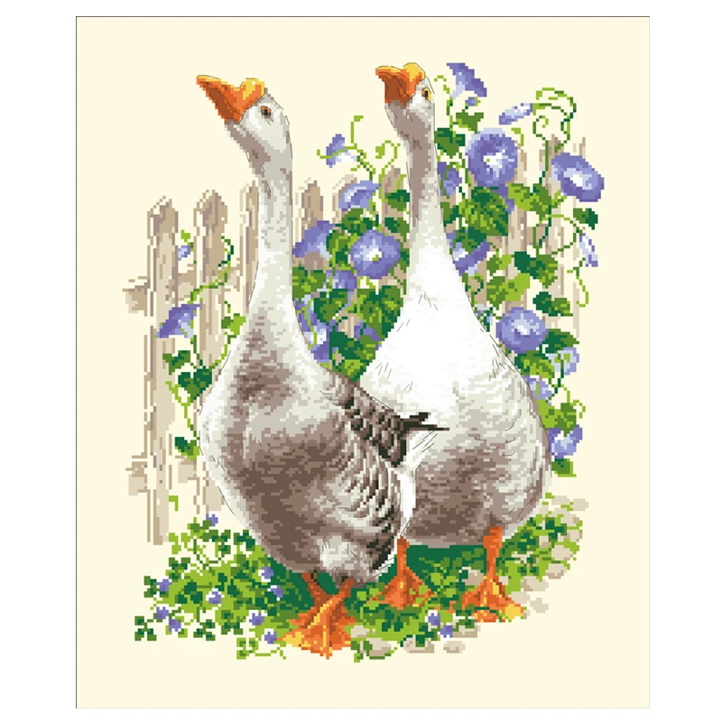 Two geese B cross stitch kits animal flowers 18ct 14ct 11ct light yellow cotton thread DIY embroidery kit home wall decoration