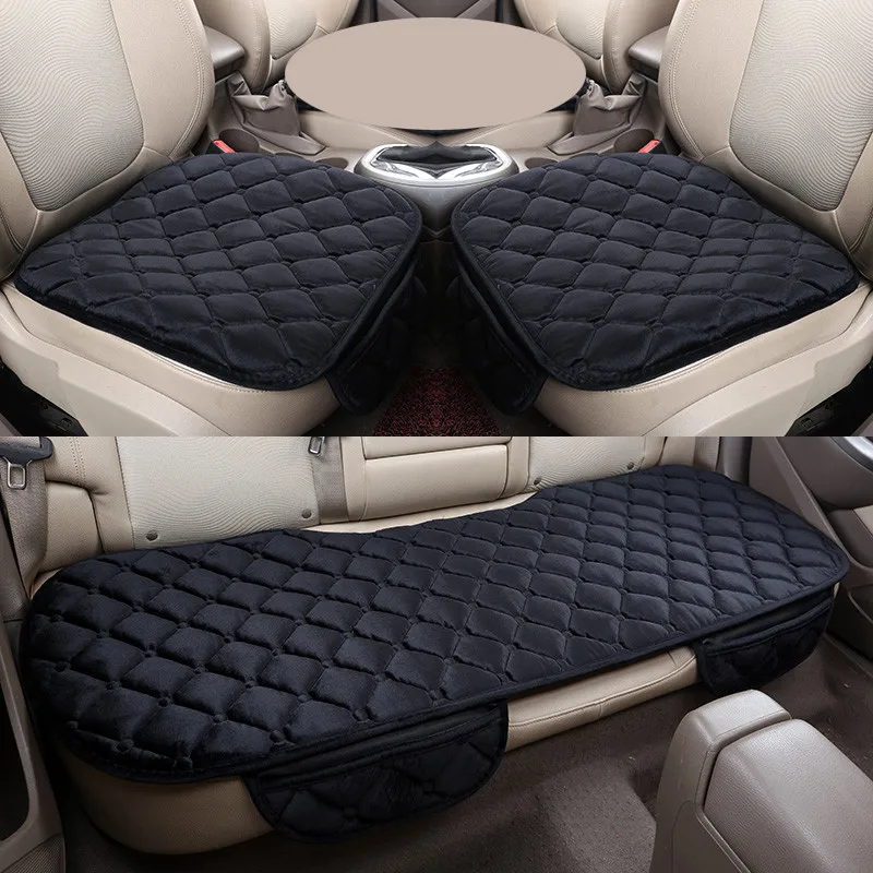 Car seat cushion winter plush monolithic three-piece short-haired warmth with no backrest universal four season seat cushion