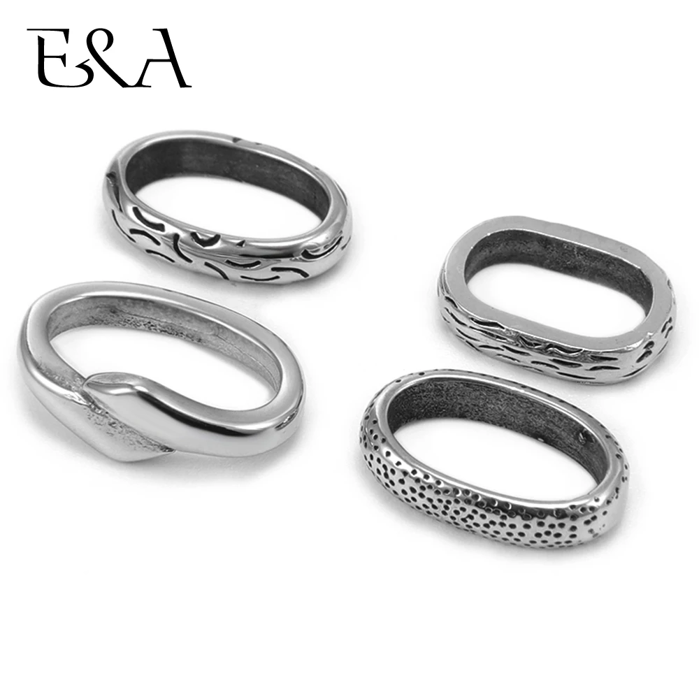 10pcs 316L Stainless Steel Oval Large Hole Slide Beads 12x6mm Leather Cord Bracelet Spacer Charms DIY Jewelry Making Accessories
