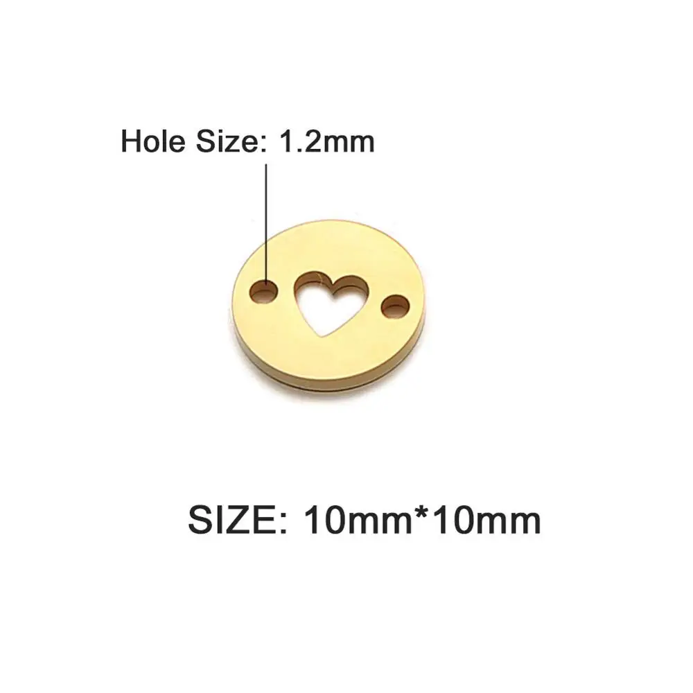 10PCS/lot  Stainless Steel Round  Hollow Heart Charms For Jewelry Making Diy Handmade Necklace Bracelet Love Heart Pendant
