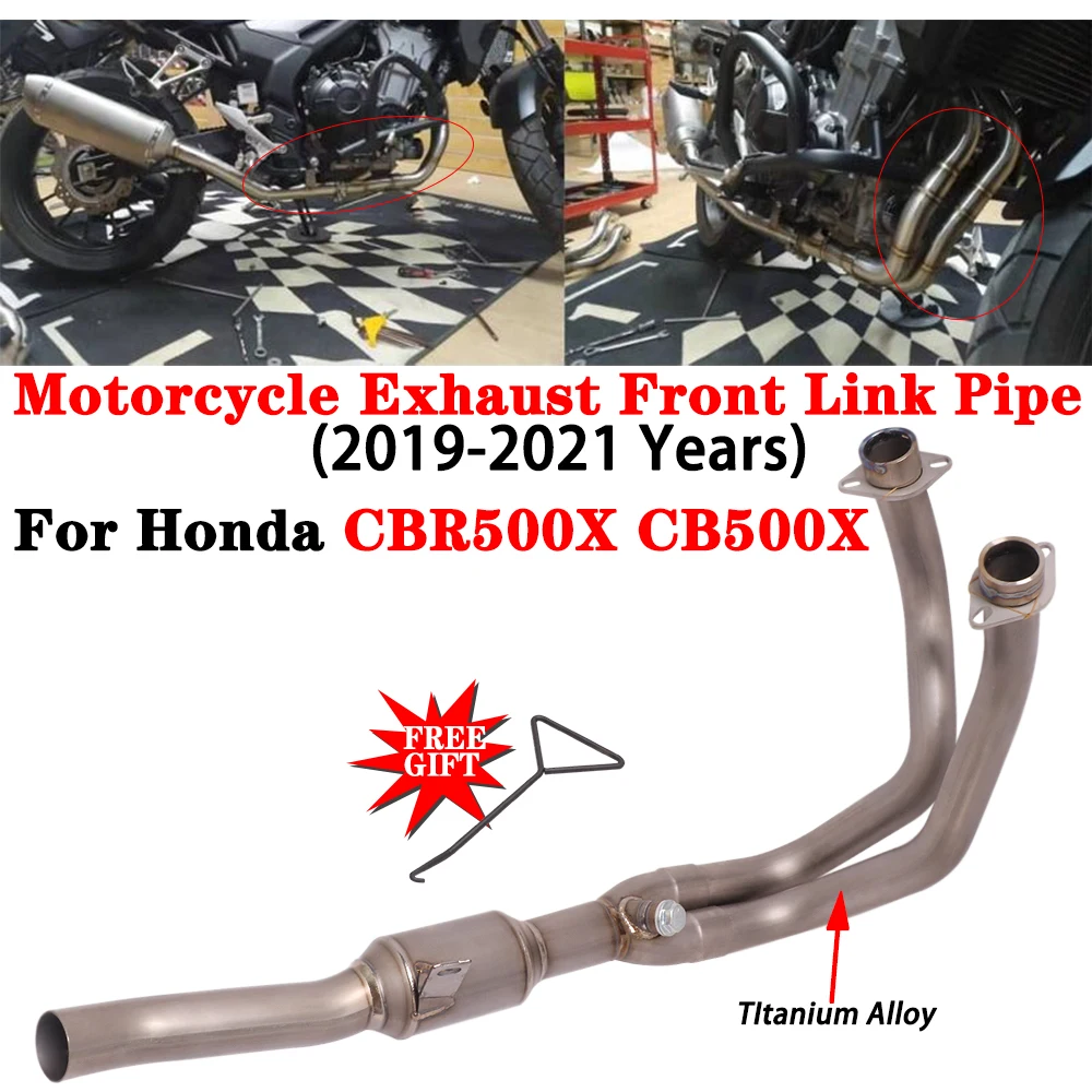 

Slip On For Honda CB500X CBR500X 2019 2020 2021 Motorcycle Exhaust System Front Link Pipe Titanium Alloy Escape Moto Muffler