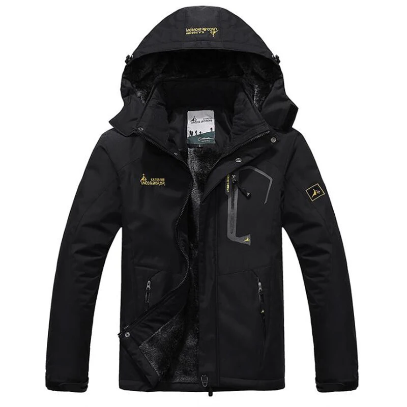 Blouson d\'hiver imperméable à capuche pour homme, Parka coupe-vent en velours épais et chaud