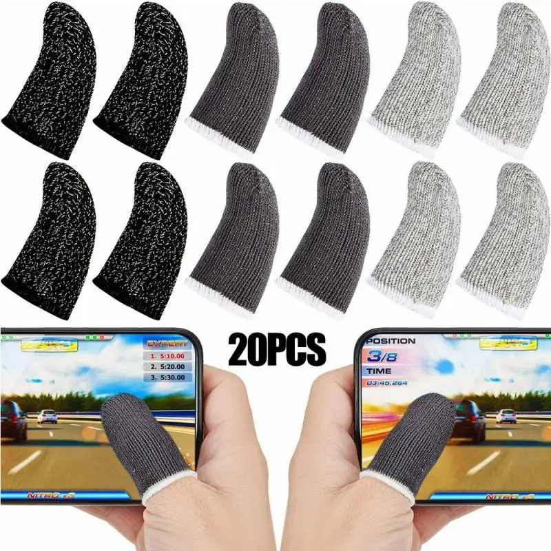 20Pcs Gaming Finger Sleeve King Glory Eat Chicken Mobile Screen Game Controller Sweatproof Gloves PUBG COD Assist Artifact