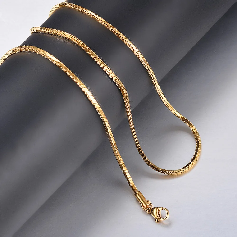 1 Stück, Breite 0,9 mm/1,2 mm/1,5 mm, goldfarbene quadratische Schlangenkette, Halskette für Männer und Frauen, Schmuck aus 316 Edelstahl. – Detail 5