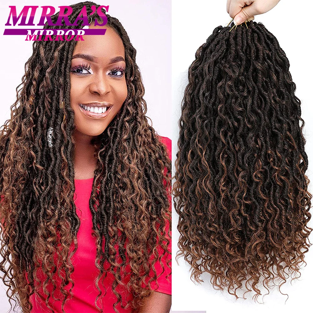 Soft Faux Locs Crochet Braids 14/18 Inch Goddess Locs Crochet Hair with Curly Ends Handmade Synthetic Braiding Hair Extensions