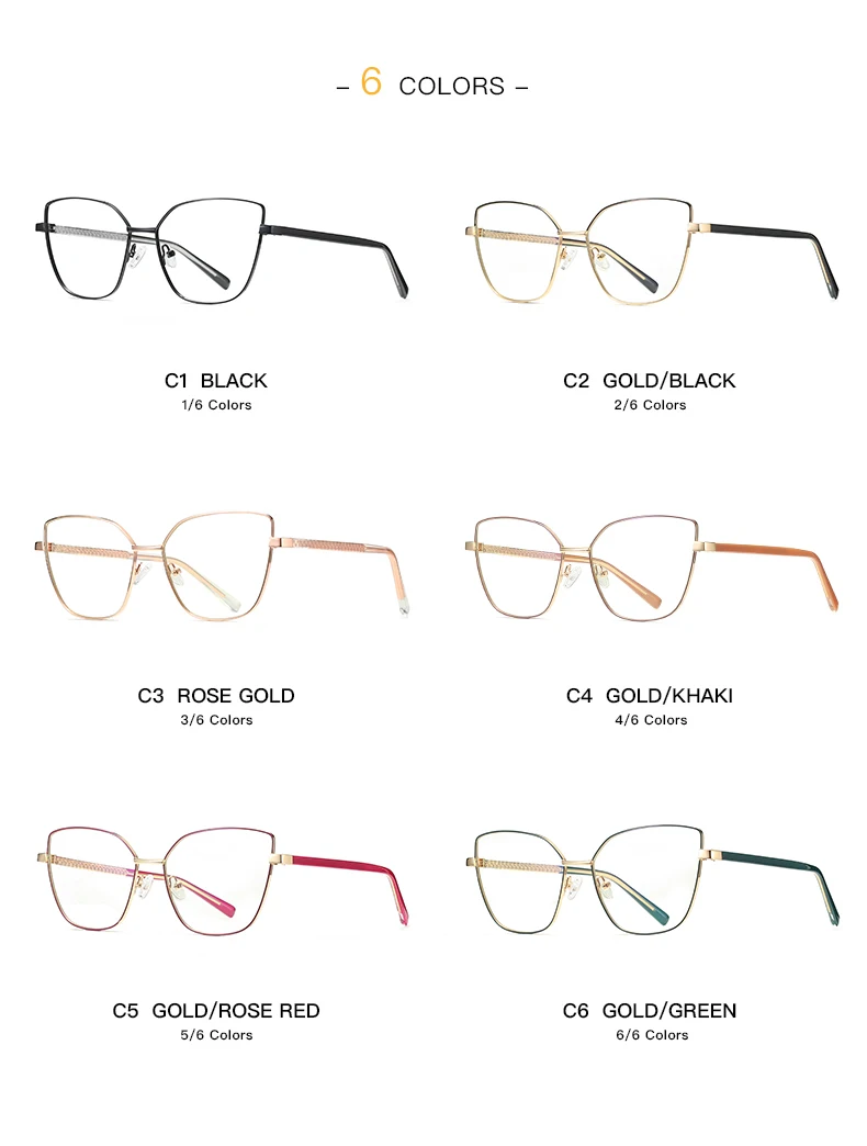 Mode Frauen Katzenauge Vollrand Legierung Brille Rahmen für weibliche verschreibung pflicht ige Brillen optische Brille für Frau – Detail 9