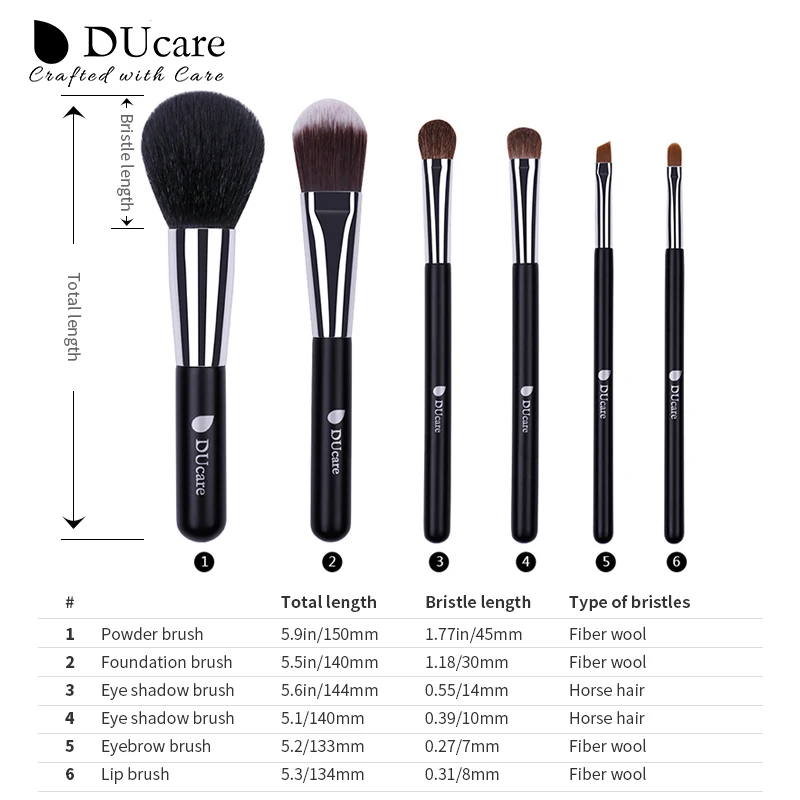 Ducare Makeup Brushes 6Pcs Set For Face & Eye Makeup Brush kit With Bag- Perfect For Professional & Everyday use Cosmetic Makeup