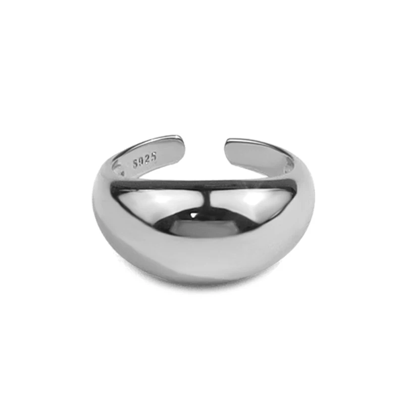 Women's Smooth Geometric Adjustable Ring, 925 Sterling Silver