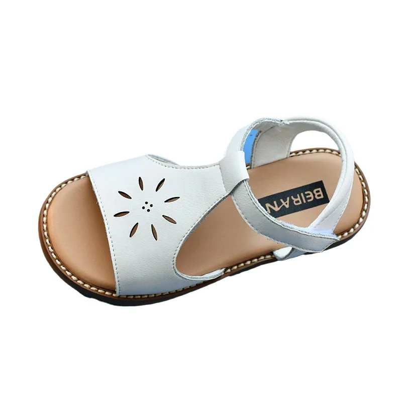 Summer Genuine Leather Girls Sandals Open Toe Fashion Hollow Petals Cowhide Children\'s beach Shoes Baby Sandals