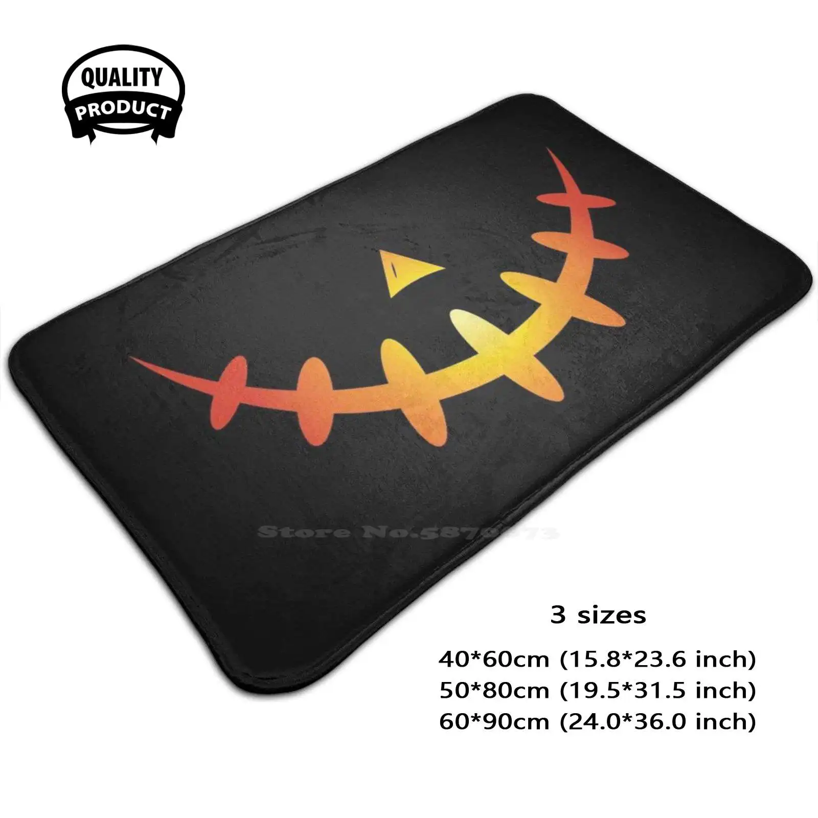 

Jack - O Lantern - Skeleton Smile - Glow Soft Cushion Home Carpet Door Mat Car Rug Fangs Teeth Cute Cartoon Blood Halloween
