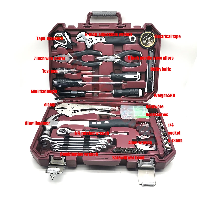 

62PCS Hand Tool Set General Household Repair Tool Kit with Plastic Storage Case Socket Wrench Screwdriver Car Repair Tool Set