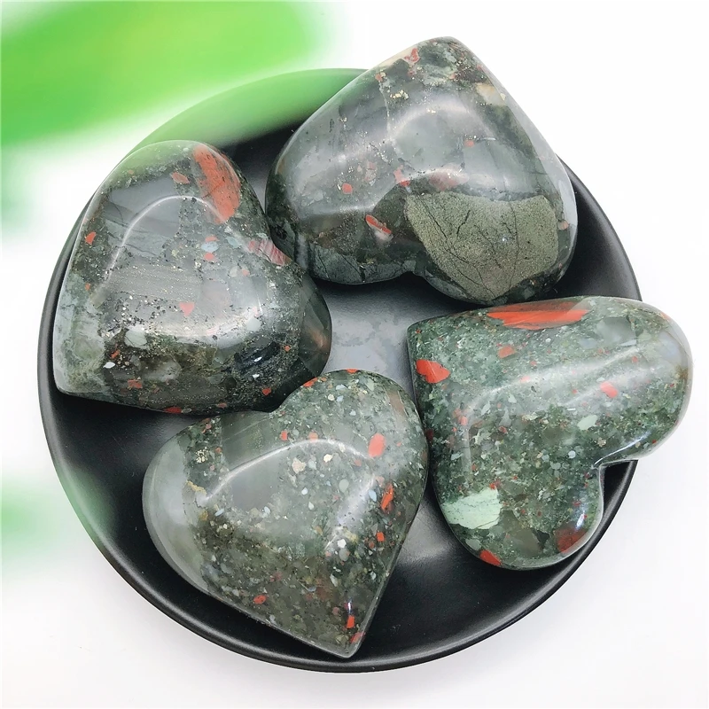 

1pc Natural Big African BloodStone Heart Shaped Crystal Heart Gift Healing Polished Natural Stones and Minerals