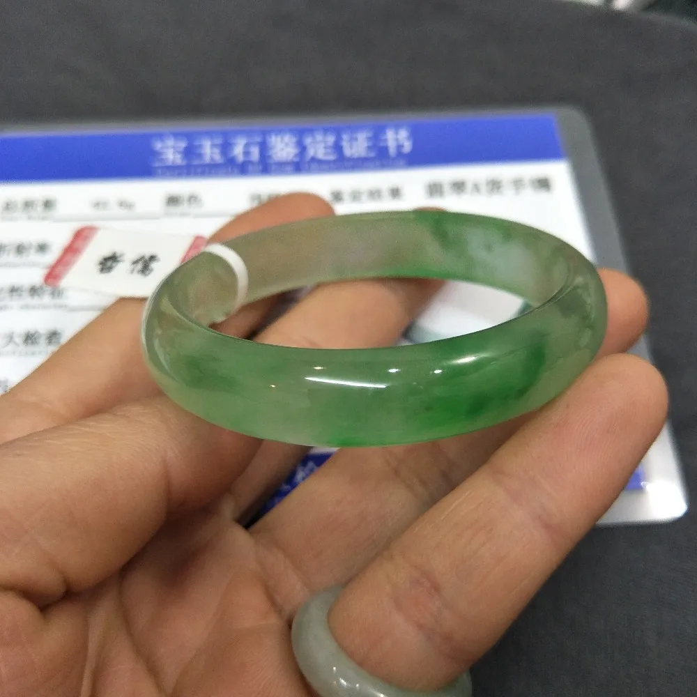 Send Certificate Natural Jadeite Real Jades Bangles Women Genuine Burmese Ice Green Jade Stone Bangle Amulet Bracelets Jewellery