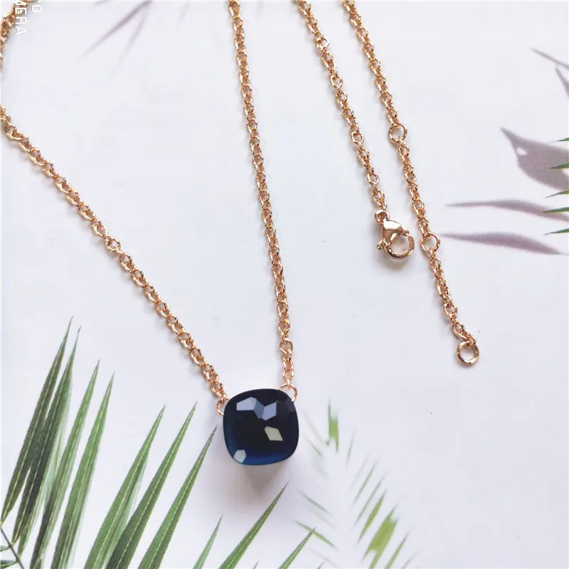 Brand Elegant Multicolor Candy Faceted Crystal Pendant Gold Color Necklace Women Party Jewelry Christmas gift