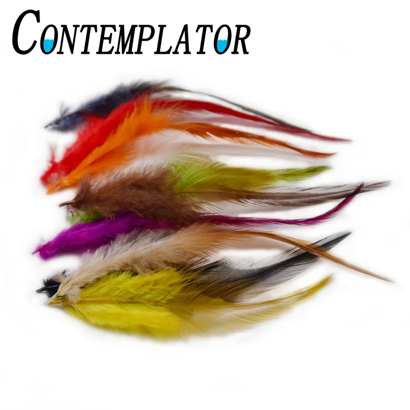 50pcs/pack Fly Tying Rooster Saddle Hackle Feathers For Bug Legs Wings 10optional Colors Cock Schlappen Feathers Streamer Flies