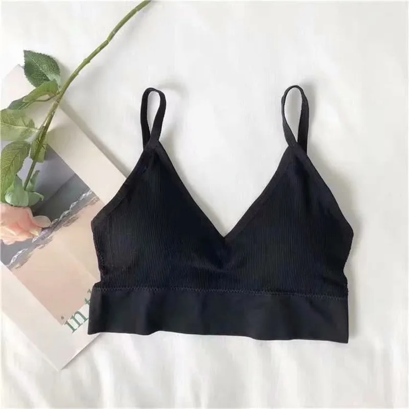 New Women's Underwear Without Steel Ring Thin Section Gathered Bra Tube Top Student Simple Solid Color Thread Beauty Back Linger