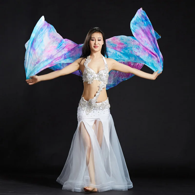 Stage Performance Dancewear Accessories Tie Dye Light Texture Veil Shawls Women Scarf Costumes Belly Dance Silk Veils 250*110cm