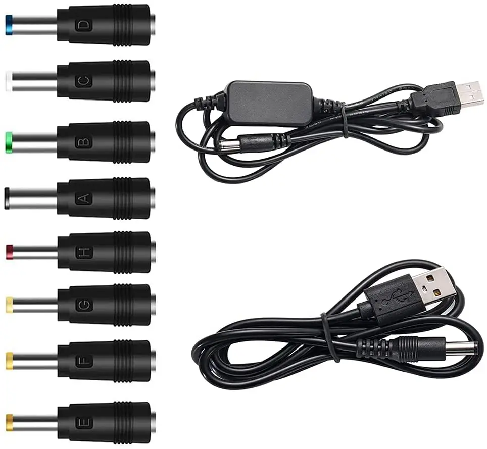 USB 5V to DC 12V Converter Power Cable + 8 Connectors Adapter USB to DC Power Cable (Below 2A Max for 8Watts)