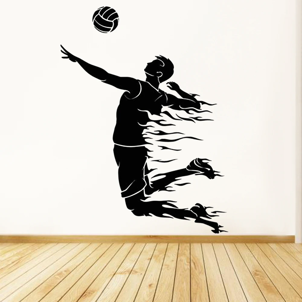 Volleyball Wall Decals Exercise Room Art Decoration Pulsation Ball Sport Vinyl Gym Wall Stickers Home Decor Teen Room Z120