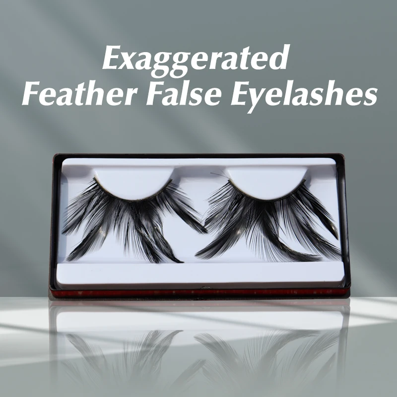 

TAOLING Black Feather False Eyelashes Extension Makeup Eye Lashes Halloween Xmas Show Masquerade Exaggerated Lashes