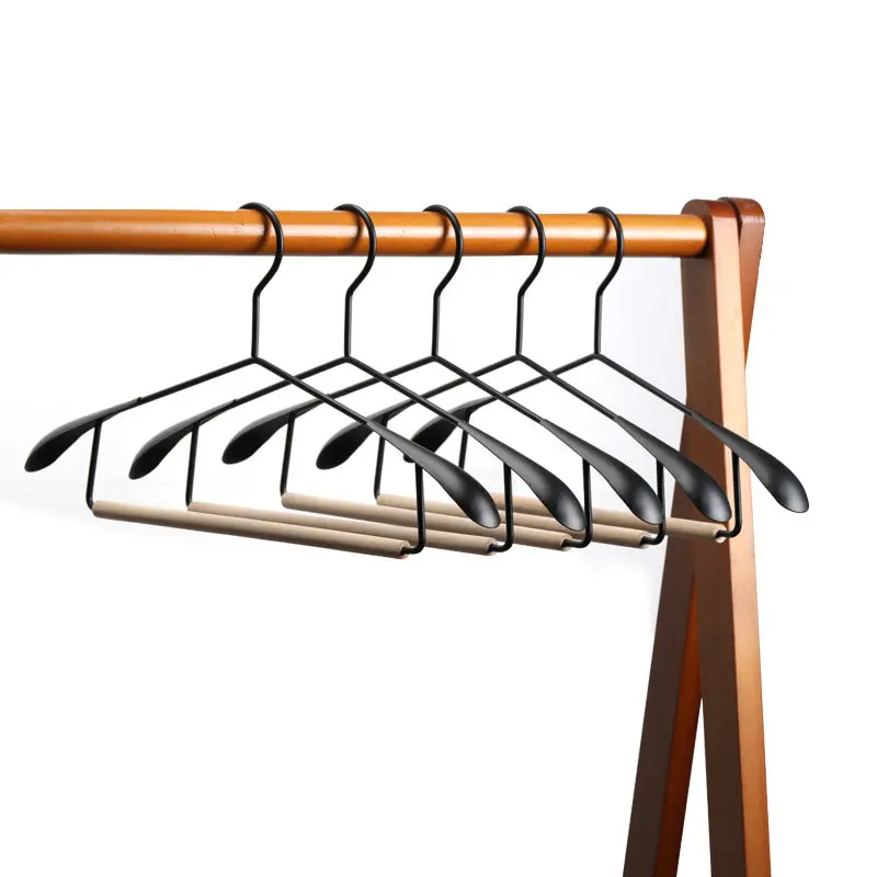 Wooden Metal Hanger for Clothes Wide Shoulder Coat Iron Hangers Wardrobe Closet Clothing Storage Rack Display