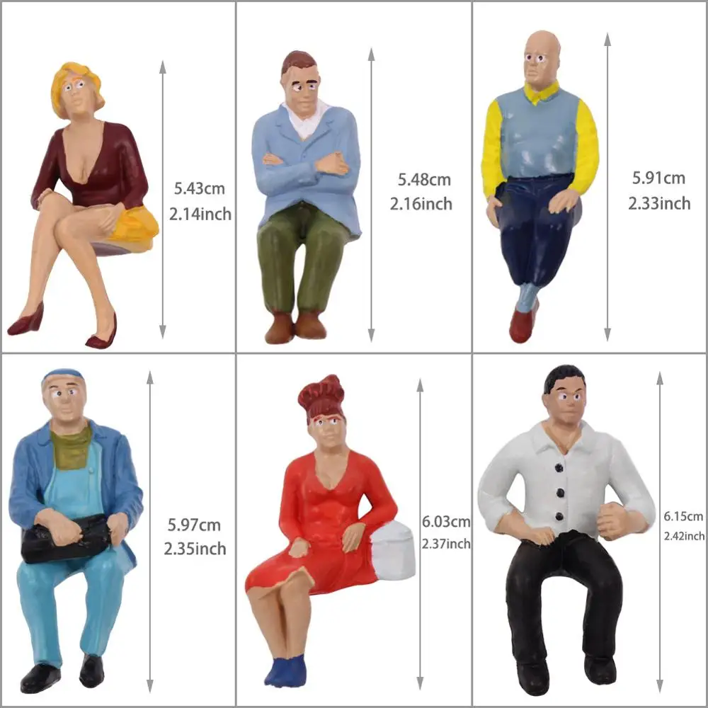 Evemodel 6pcs/12pcs G scale Sitting Figures 1:22.5 1:25 All Seated Painted People Model Railway