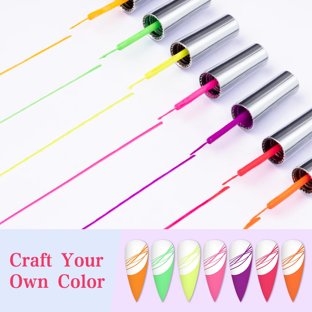 8 ml VENALISA Liner Gel 21 Farben Super Brush Glitter Neon Color Painting Gel Easy Apply French Gel Nail Art Design Drawing Gel – Detail 9