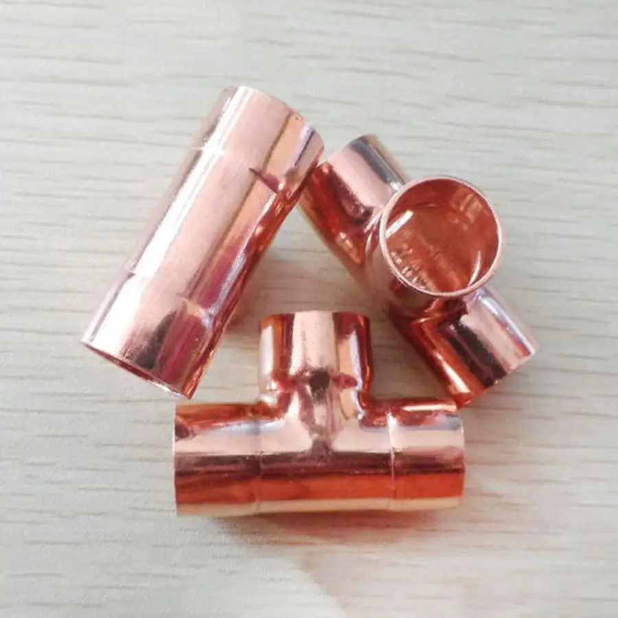 

32mm Inner Dia x1.3mm Thickness Copper Equal Tee Socket Weld End Feed Coupler Plumbing Fitting Water Gas Oil