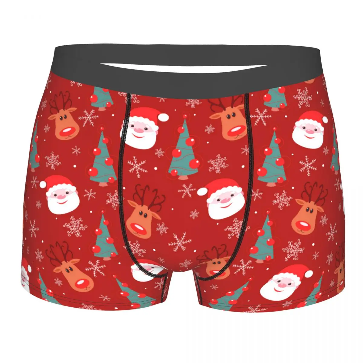 Christmas Pattern With Reindeer Santa Tree And Snowflakes Underpants Breathbale Panties Male Underwear Print Shorts Boxer Briefs