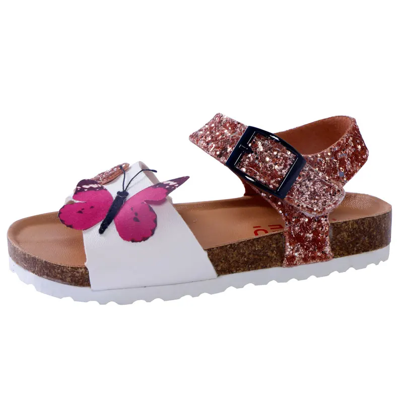 Designer Brand Kids Shoes Toddler Girl Sandals Summer New Fashion PU Leather Cork Glitter