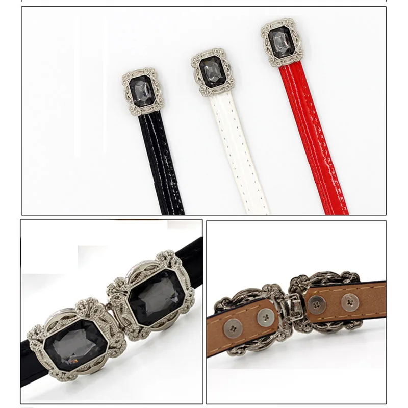 Vrouwelijke Verstelbare Dunne Riem Pu Lederen Riemen Voor Vrouwen Jurk Skinny Taille Band Strap Metalen Knop Pasek Damski