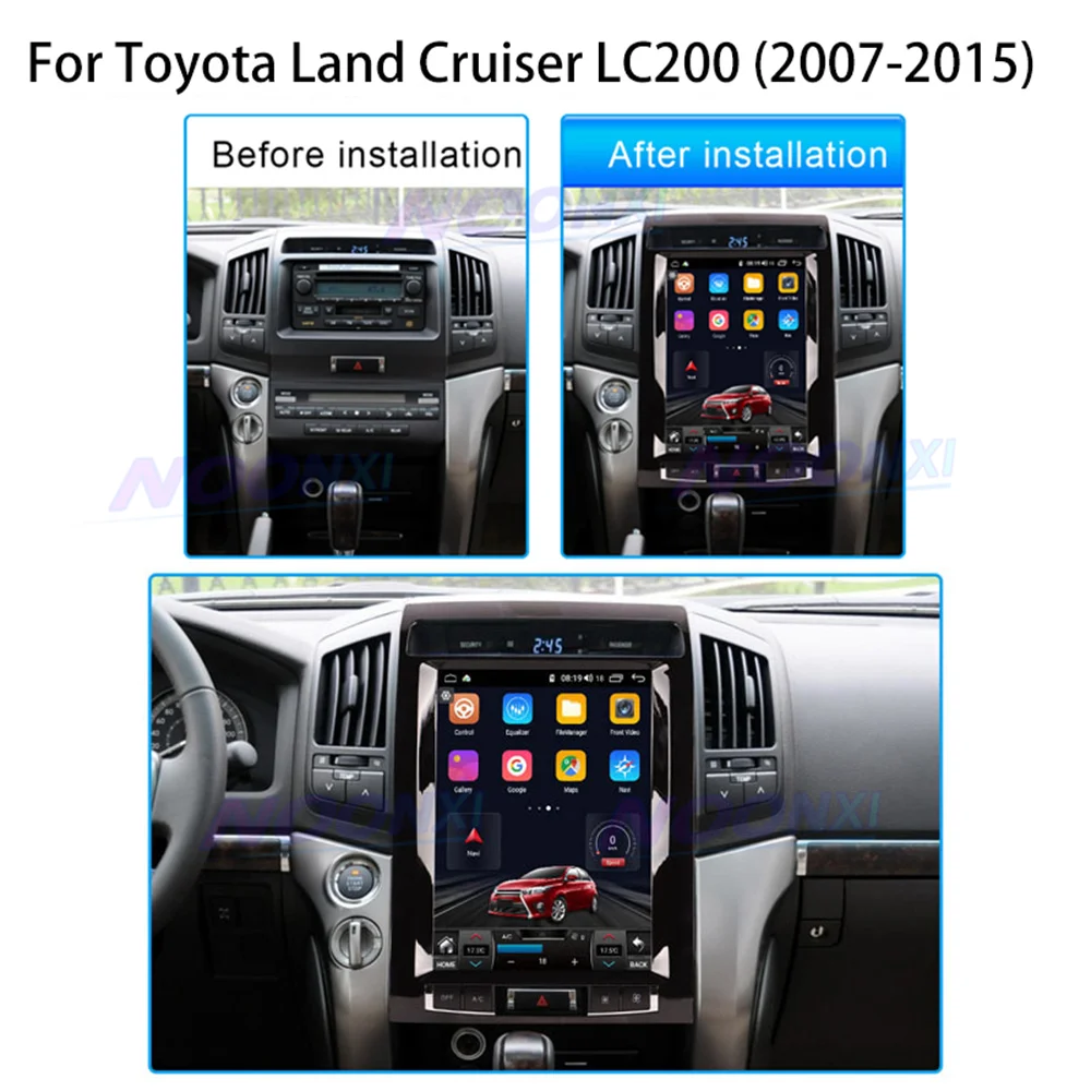 

Автомагнитола для Toyota Land Cruiser 200, мультимедийный проигрыватель на платформе Android 2007 с GPS-навигацией и Android 11,0, Типоразмер 1 Din