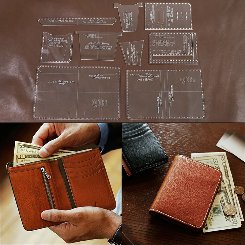 DIY Handmade Fashion Personality Men Business Wallet Short Wallet Acrylic Template Handmade Leather Craft Bag Template 10*13.5cm