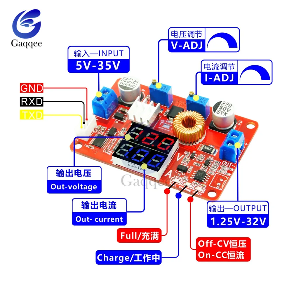 5A 75W Constant Current Voltage Regulated Converter Power Supply Adjustable Step-down Module DC 5-35V