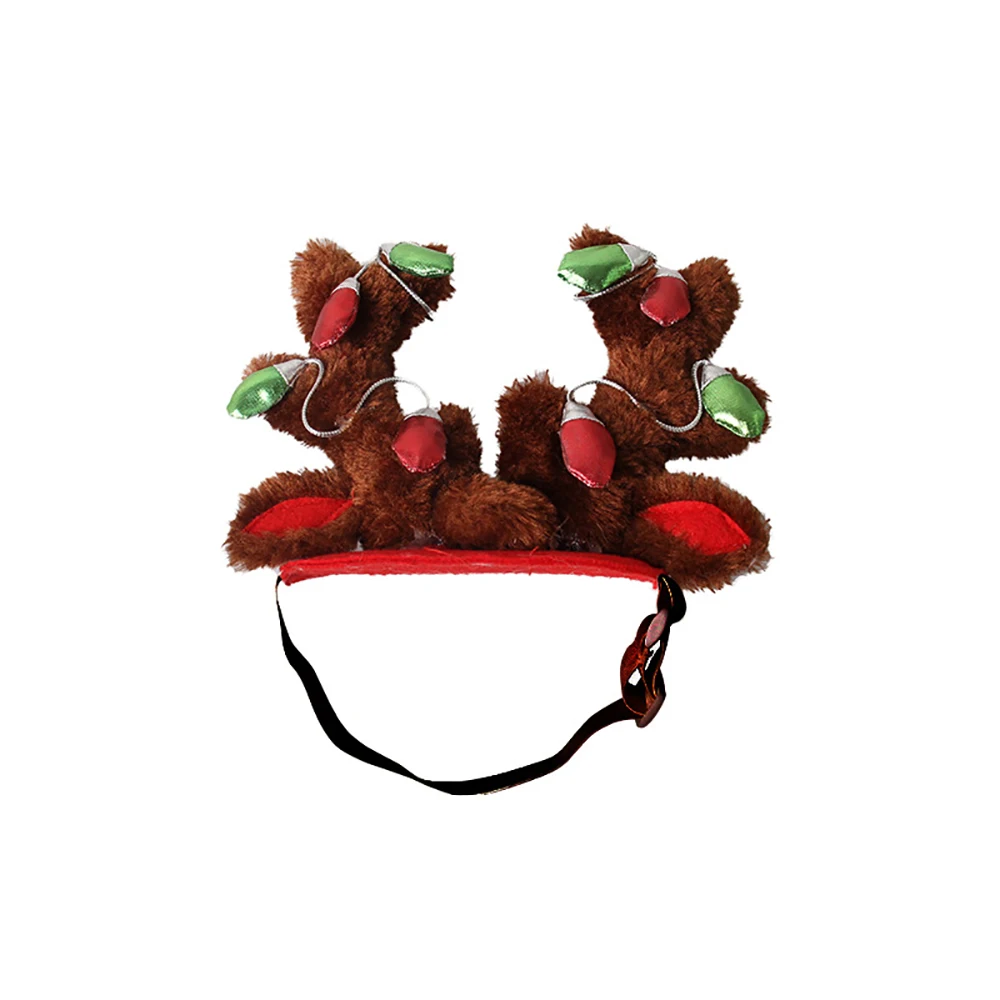 Christmas Reindeer Antlers Dog Hat Adjustable Elastic Strap Headband Classic Headwear Party Puppy Pet Costumes Accessories