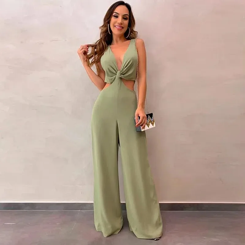 Rocwickline New Summer and Autumn Women's Jumpsuits Sexy & Club Solid Strapless Lace Draped Spaghetti Strap Elegant Jumpsuits