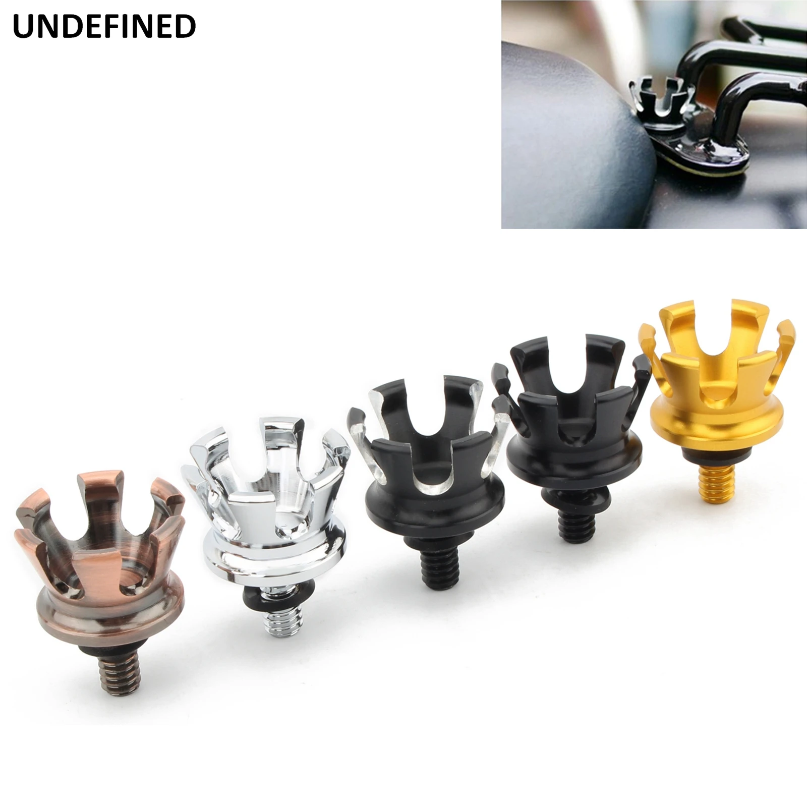 Crown Style Seat Bolt Tab Seats Screw Nuts Mount Knob Cover For Harley Touring Road King Sportster XL883 Dyna Street Bob Softail