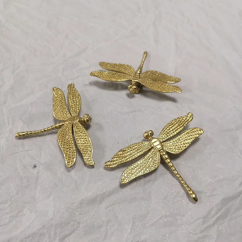 Brass Dragonfly Furniture Handle Bedroom Bathroom Cabinet Pulls Drawer Knob Wardrobe Closet Dresser Knobs