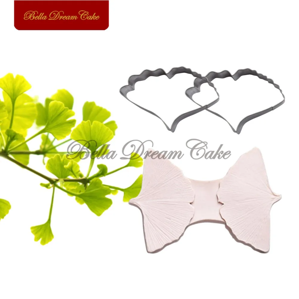 3pcs Ginkgo Leaves Petal Veiner Silicone Molds Stainless Steel Cutter Mold Set Fondant Cake Decorating Tool DIY Handmade Mould